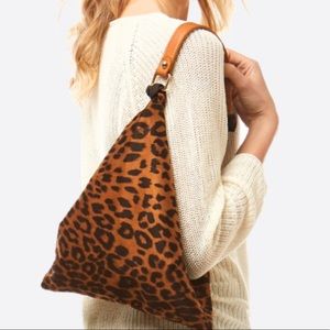 Top handle leopard tote